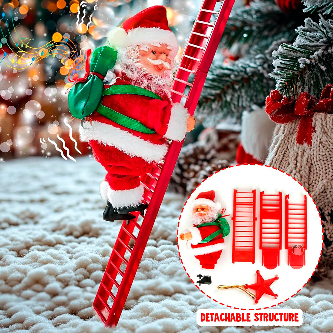 Papá Noel Escalador Musical | Dale Vida y Magia a Tu Árbol de Navidad