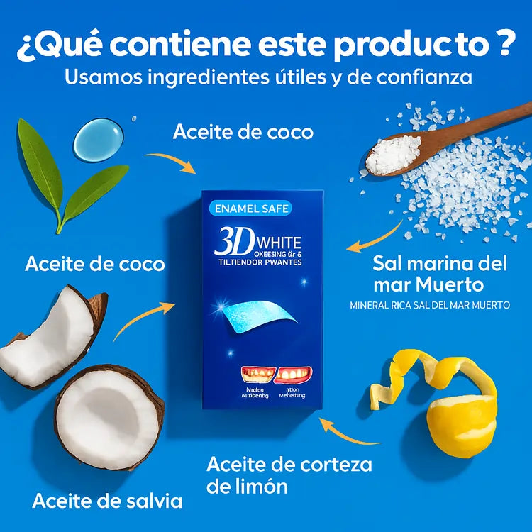 2x1 Tiras Blanqueadoras 3D Pro® – Luce Dientes Más Blancos en 30 Minutos