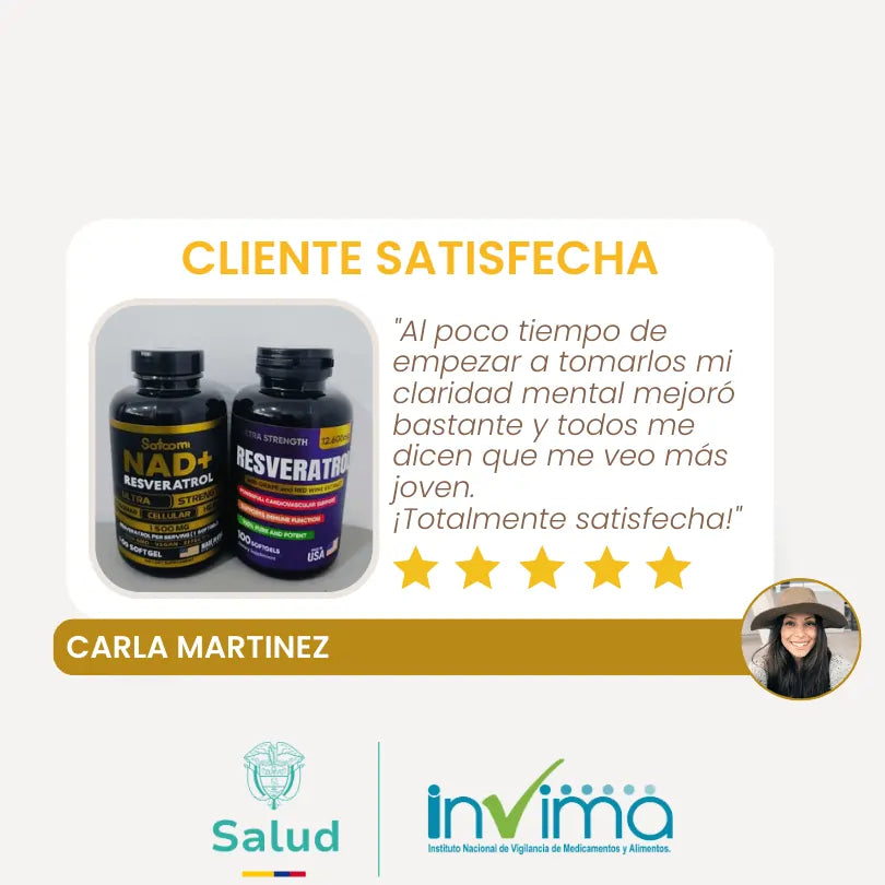 Reto Rejuvenecedor NAD+ Resveratrol® x 100 Cápsulas C/U, Hecho en 🇺🇸
