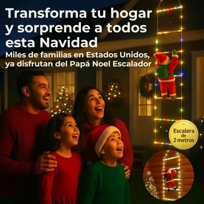 Papá Noel Escalador LED - Transforma tu Hogar con Magia Navideña