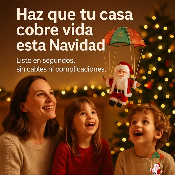Papá Noel Paracaidista Giratorio | Llena Tu Hogar de Magia Navideña
