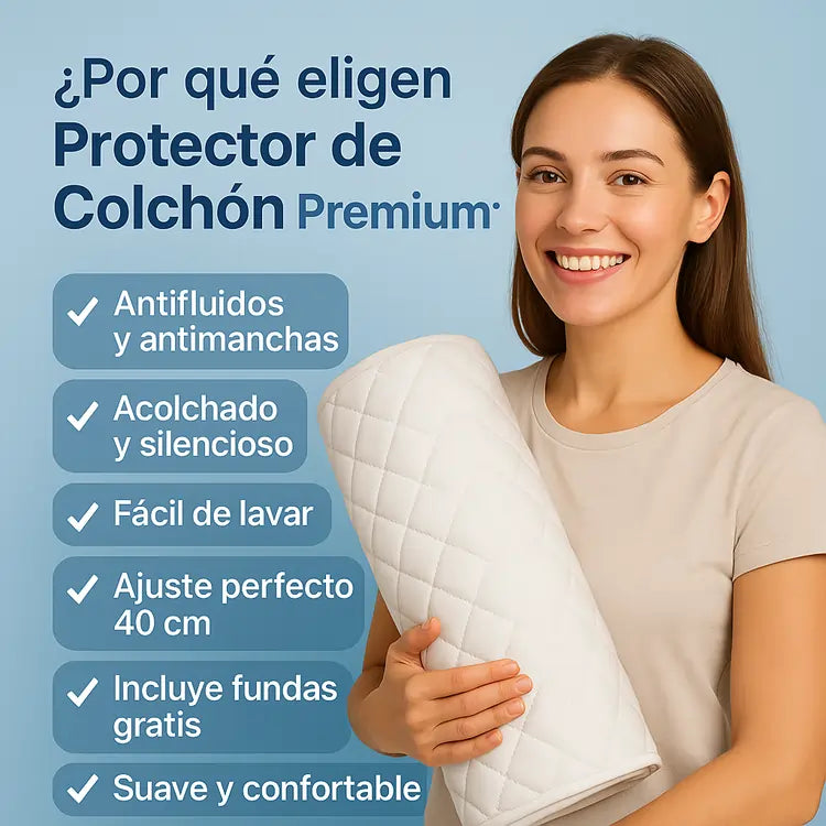 Protector de Colchón Premium | Antifluidos y Antimanchas + Fundas Almohada GRATIS