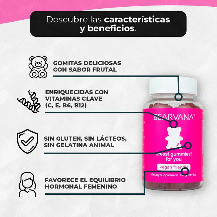 Bearvana® Gomitas Naturales | Aumenta tu Busto y Realza tu Silueta