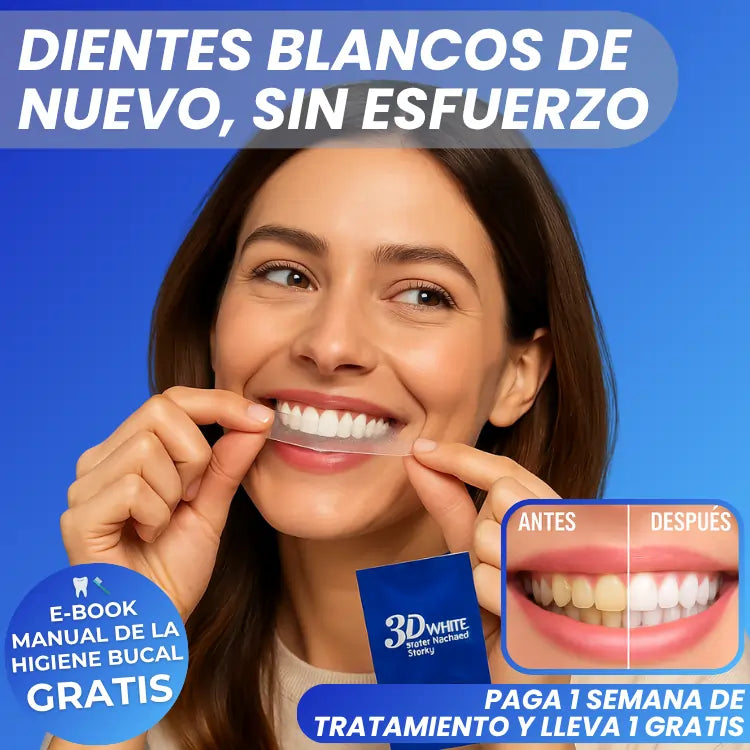 2x1 Tiras Blanqueadoras 3D Pro® – Luce Dientes Más Blancos en 30 Minutos