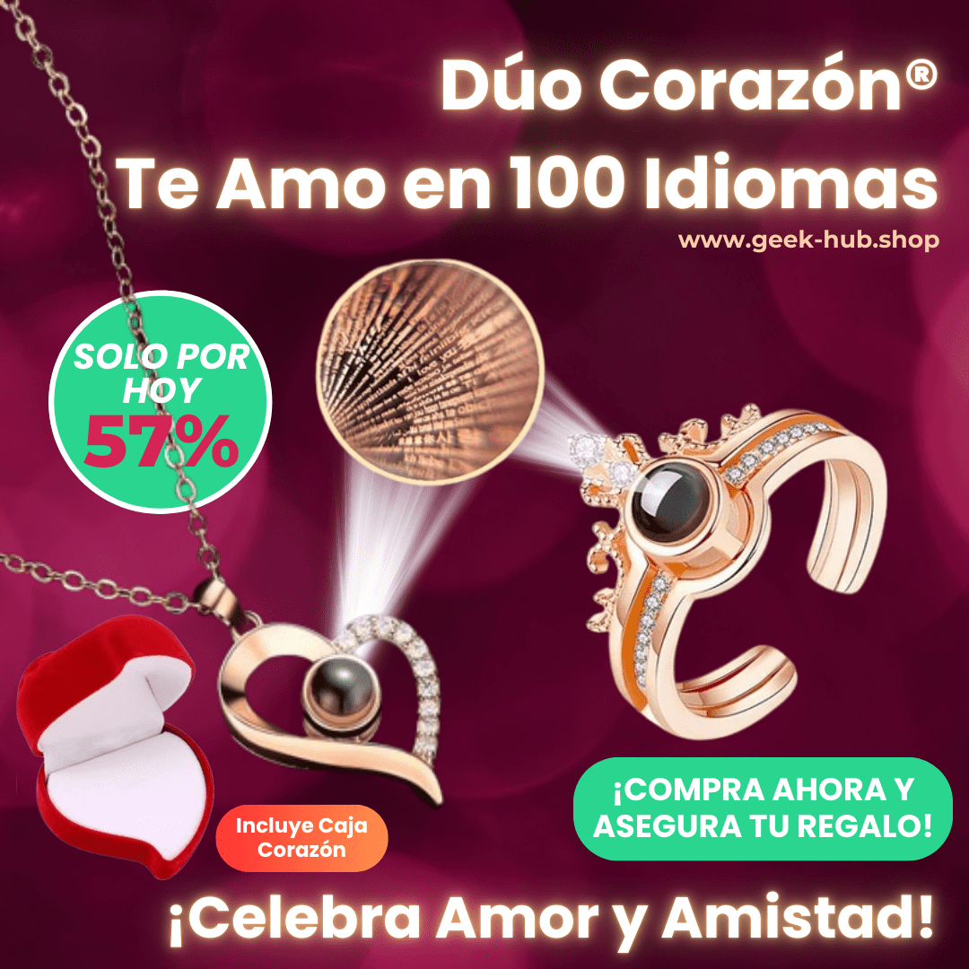Dúo Corazón® Anillo y Collar TE AMO 100 Idiomas + ENVÍO GRATIS - GeekHub Shop
