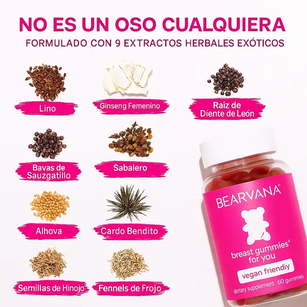 Bearvana® Gomitas Naturales | Aumenta tu Busto y Realza tu Silueta