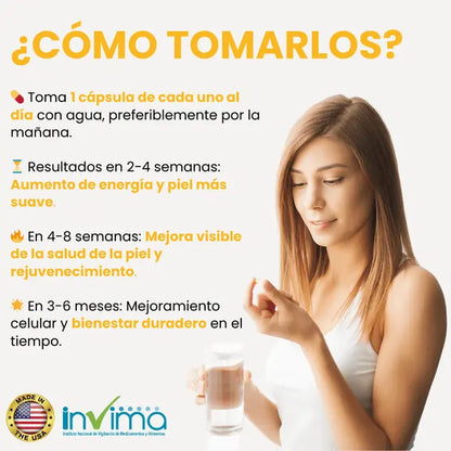 Reto Rejuvenecedor NAD+ Resveratrol® x 100 Cápsulas C/U, Hecho en 🇺🇸
