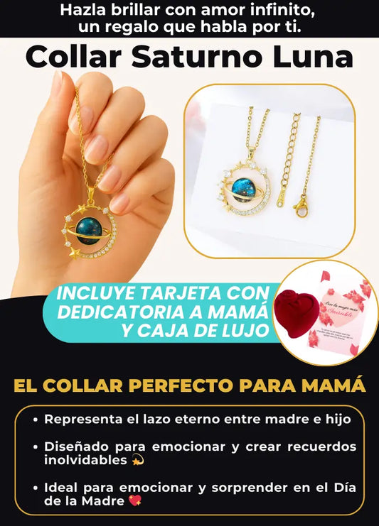 Collar Saturno + Caja & Tarjeta Incluida | Regalo para Mamá
