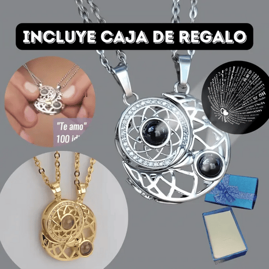 Collar Sol y Luna Proyección TE AMO 100 Idiomas - GeekHub Shop