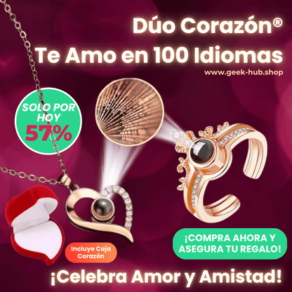 Dúo Corazón® Anillo y Collar TE AMO 100 Idiomas + ENVÍO GRATIS - GeekHub Shop