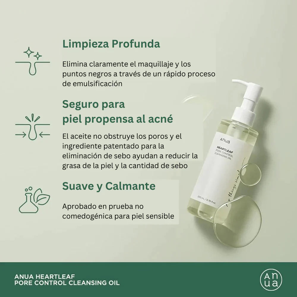 Anua™ Aceite Facial | ✨ Fórmula Coreana para Poros Limpios y Suaves 💧